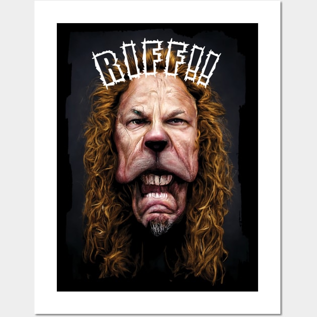 Caricature Of Riff Master James Hetfield As The Cowardly Lion Wall Art by TMBTM